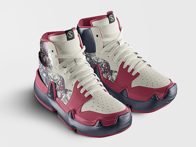 SCG91 Japanese Cat - Basketball Sneakers Design