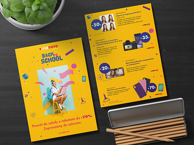 Back to school coupon flyer design. branding coupon design flyer fresh graphic design illustration print