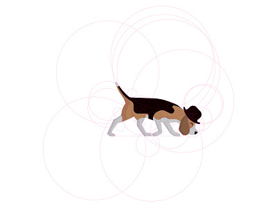 Stockdog beagle brand brown dog happy hat identity logo sniffing