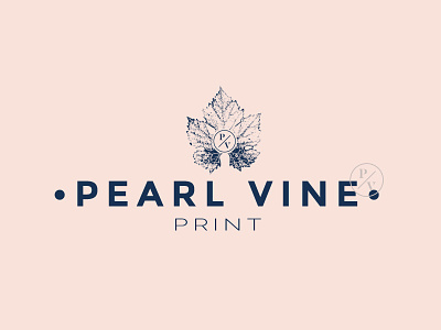 Pearl Vine Print brand identity leaf logo luxury pearl pink print vine wedding stationary