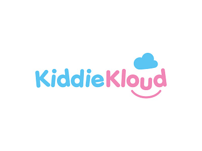 Kiddie Kloud blue brand cloud friendly identity kids logo logomark pink playful simple smile