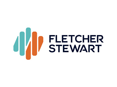 Fletcher Stewart Main Logo angle brand identity knot logo mark navy orange outdoors teal
