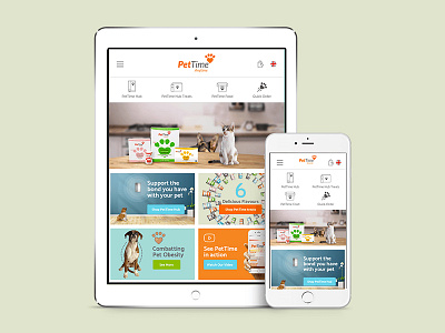 Pet Time brand cat digital dog identity logo mark pets responsive ui website