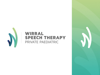 Wirral Speech Therapy blue brand gradient identity logo scribble sound wave speech teal w wave