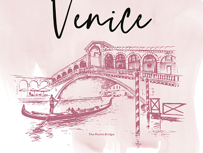 Venice art branding design graphics hand drawing illustration ink logo one line vector