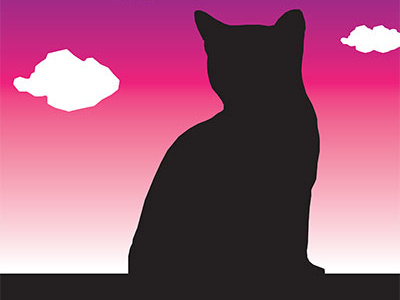 cat silhouette with sunset