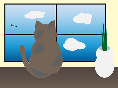 Cat looking out with window animal cat vector sky window