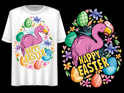 Easter Egg Flamingo. Happy Easter. T Shirt Design. Vector file. caricature cartoon illustration design digital art digital illustration illustration