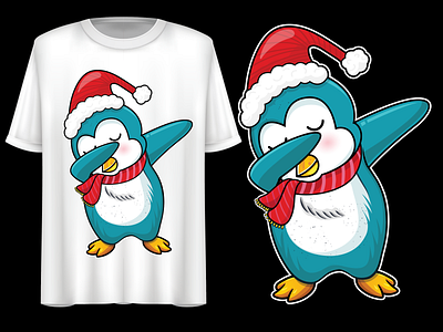 Penguin Dabbing Christmas, T-Shirt Design. Vector illustration. caricature cartoon illustration design digital art digital illustration illustration