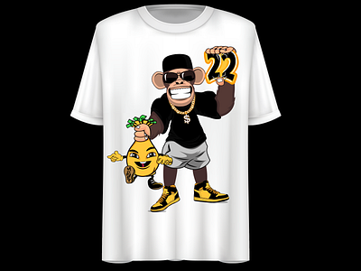 Funny Monkey Holding Money Bag, T-Shirt Design. Vector illustra caricature cartoon illustration design digital art digital illustration illustration portrait art