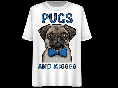 Pug Dog Vector Portrait, T-Shirt Design.