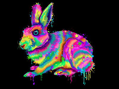 Colorful rabbit Vector Portrait, Multi Colored Splash Art.