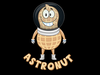 Funny Peanut Character, Wearing Stronaut Costume Vector. caricature cartoon illustration design digital art digital illustration illustration