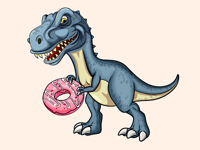 Dinosaur, Donut, Vector illustration.