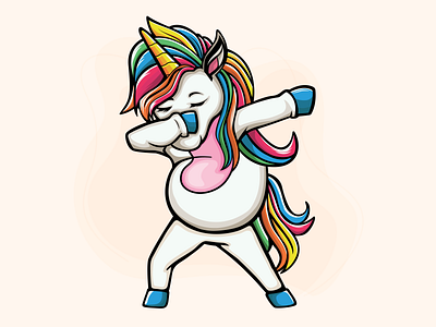 Dabbing Unicorn Character, Vector/illustration.