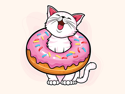 Cat Donut, Vector illustration. caricature cartoon illustration design digital art digital illustration illustration