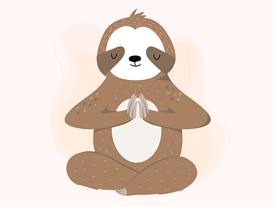 Sloth Namaste Yoag Pose, Vector / Illustration.