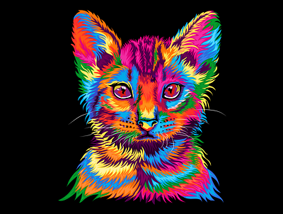 Colorful Cat Vector Potrait. caricature cartoon illustration design digital art digital illustration illustration portrait art