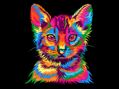 Colorful Cat Vector Potrait.