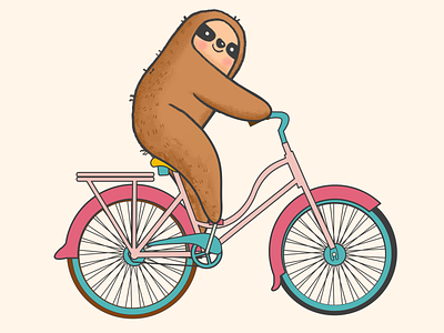 Biking Sloth, Character Vector illustration. caricature cartoon illustration design digital art digital illustration illustration