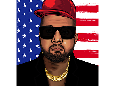 Kanye West Portrait, Vector illustration. cartoon illustration design digital art digital illustration illustration portrait portrait art