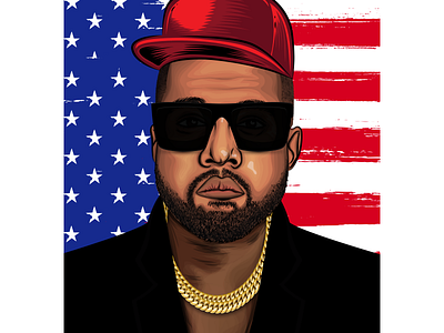 Kanye West Portrait, Vector illustration.