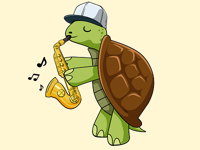 Turtle Playing The Saxophone, Vector Illustration. cartoon illustration design digital art digital illustration illustration