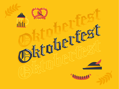 Oktoberfest beer exture mug oktoberfest pretzel sausage typography wreath