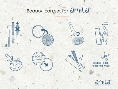 Beauty Icon set for Amilà Clean Beauty beauty brand identity branding cosmetic industry design female graphic design green cosmetic icon icon set illustration lineart minimalism sustainability ui vector vector art