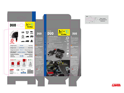 DUO Plug adapter - packaging design & diecut for Lampa adobe illustrator automotive box branding design diecut graphic design packaging packagingdesign packagingproject project vector