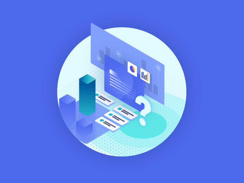 Illustration Style Development minimal gradient blue development experiment strategy tech colors illustration