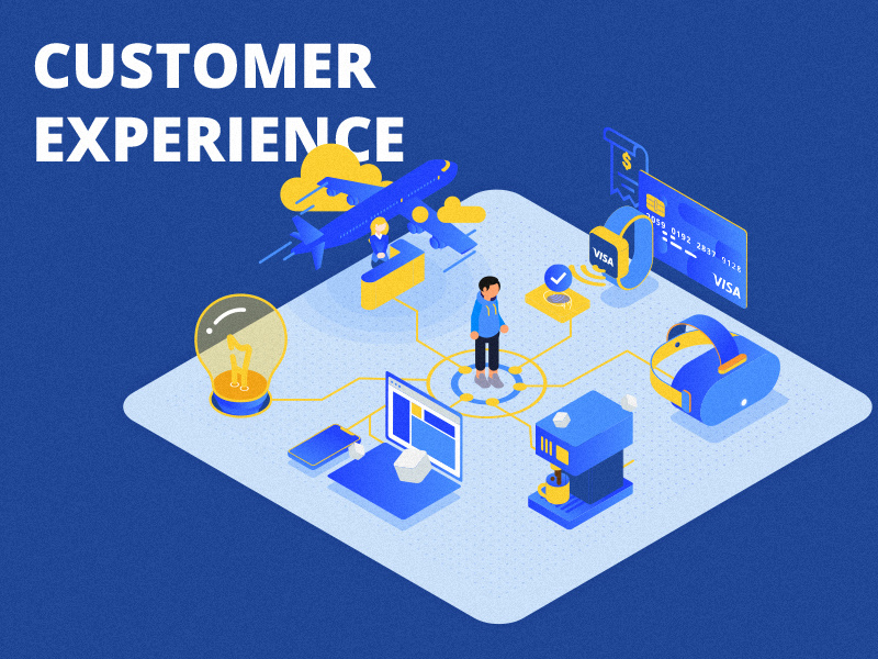 Customer Experience blue texture colors experience user customer inspiration 3d gradient vector illustration people