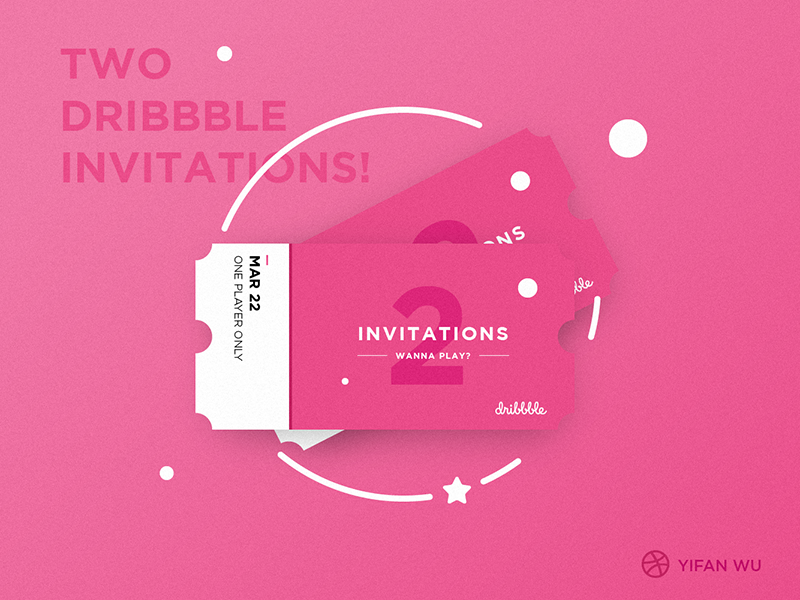 Wanna play? gradients colors depth pink flat illustrations invite draft hello dribbble invitation