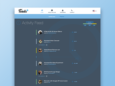 Activity feed for design showcase