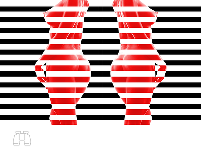 Symmetrical Identity body butt curve design female nipples pop art stripes surreal surrealism