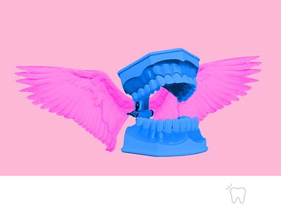 Tooth Fairy angel denture popart surrealism teeth tooth fairy wings