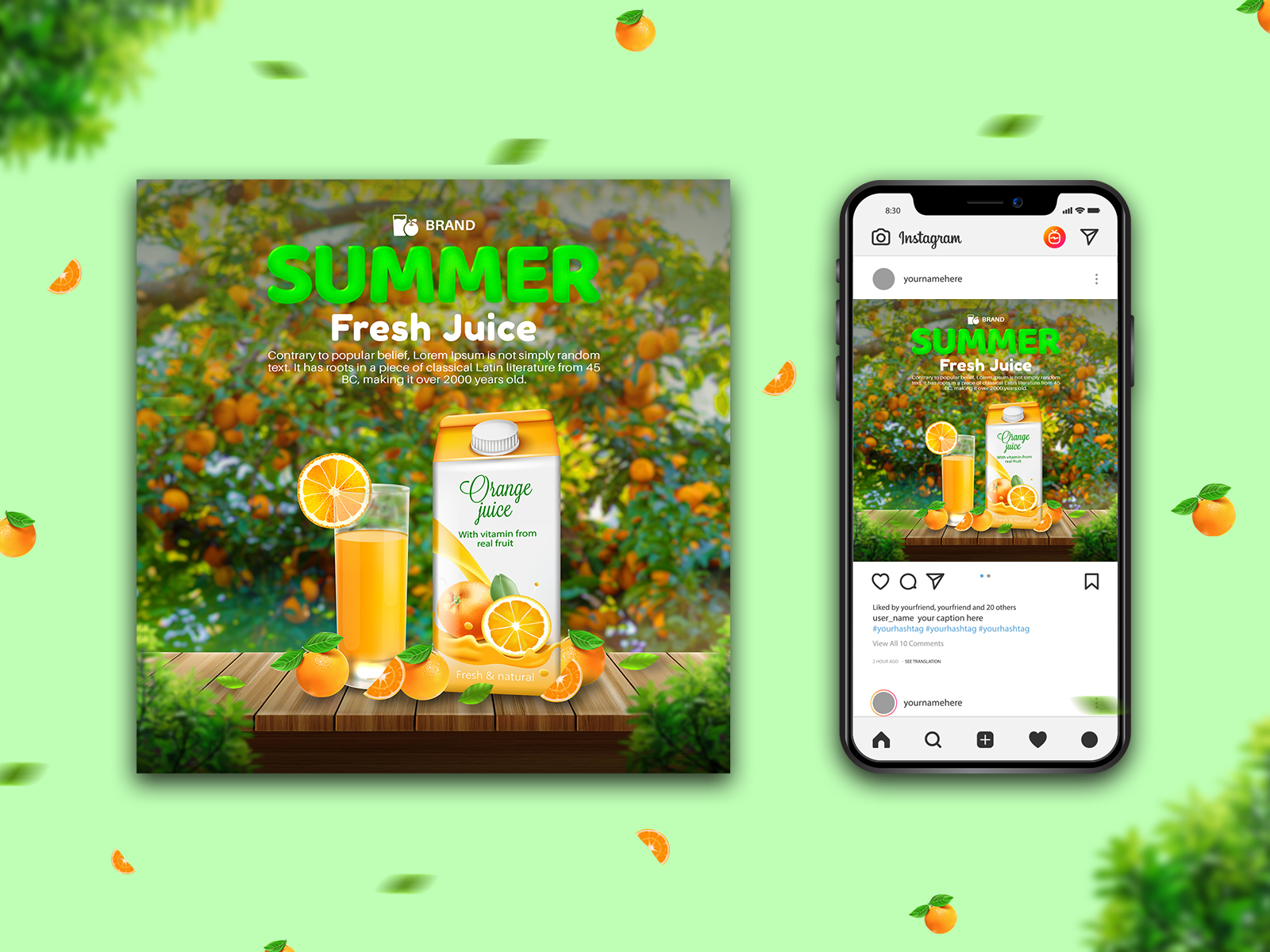 Creative Social Media Post Design for Orange Juice Company by Bipul ...