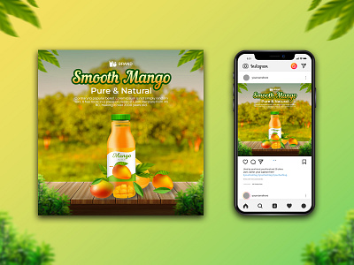 Creative Social Media Post Design for Mango Juice Company