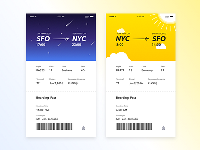 Flight Card(Day and Night edition) boarding boarding pass card day flight flight card night