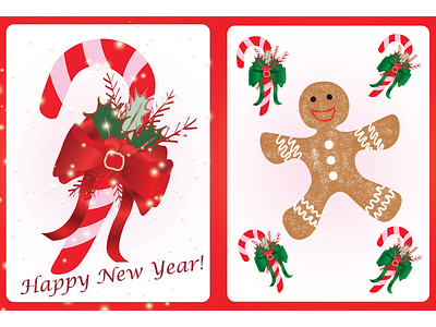 New Year Post Cards Christmas Candy illustration