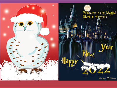 Magical Night at Hogwards Postcard graphic design