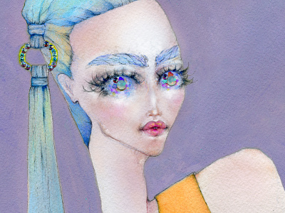 Personal illustration. eyes girl gouache illustration model photoshop portrait textures watercolour