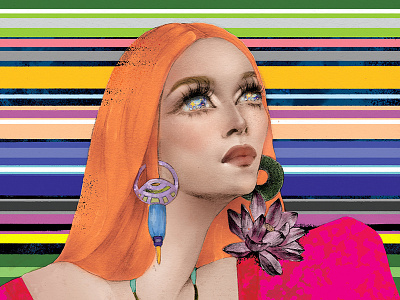 Valentina eyes face flowers girl hand drawn illustration lips mexico painting photoshop portrait