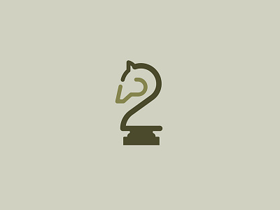 Horse + Two icon. 2 chess horse icon illustration line logo mark monogram number smart two