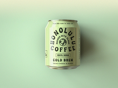 Honolulu Coffee Kona Cold Brew branding brew can coffee cold brew illustration package design packaging typography