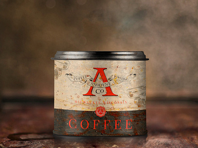 Coffee can packaging design for Anodyne Coffee Roasting Co. cafe café coffee design illustration label local packaging tin type typography