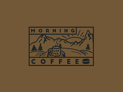 Morning Coffee label art cafe coffee design draw illustration label local mountain packaging roasting tree