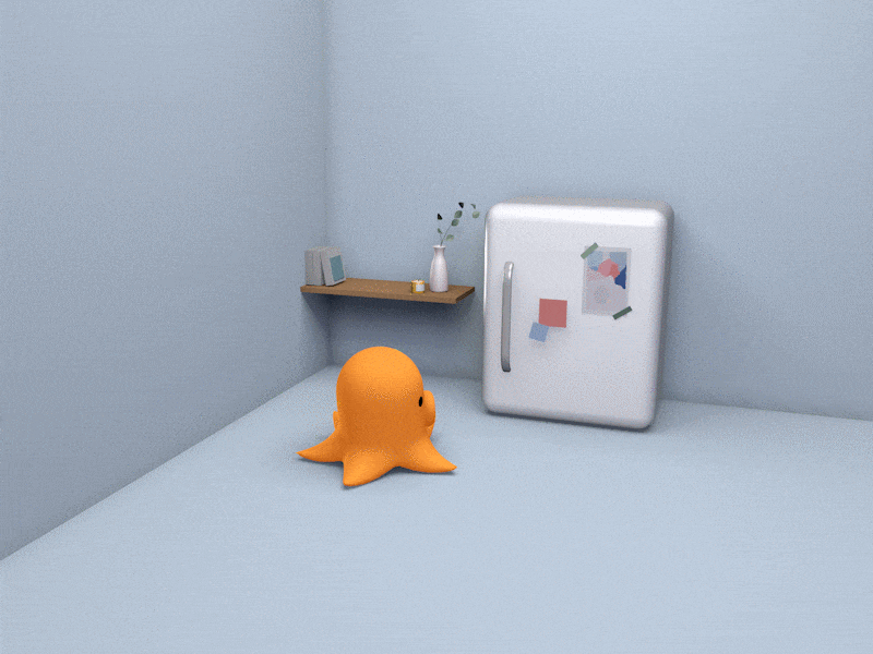 Me during quarantine 3d 3d animation c4d cinema 4d fridge octopus