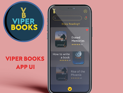 BOOK APP LOGO AND UI DESIGN app design book app branding graphic design logo mobile app ui viperbooks