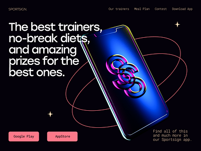 Landing page 3d graphic design illustration landing neon sport